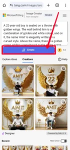 Bing Ai 3D Golden Wings Name Image Generator