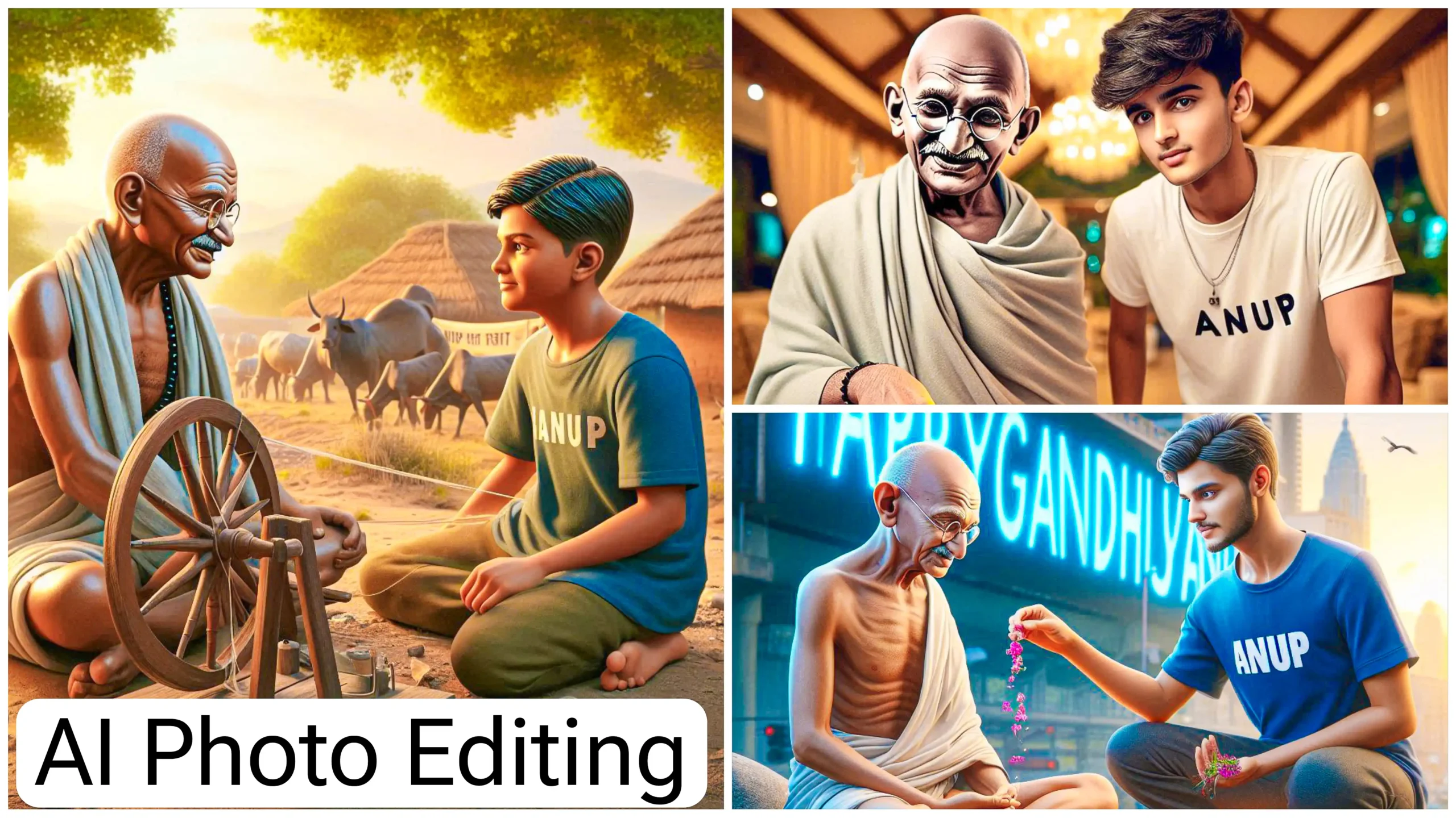 Gandhi Jayanti Name photo Editing