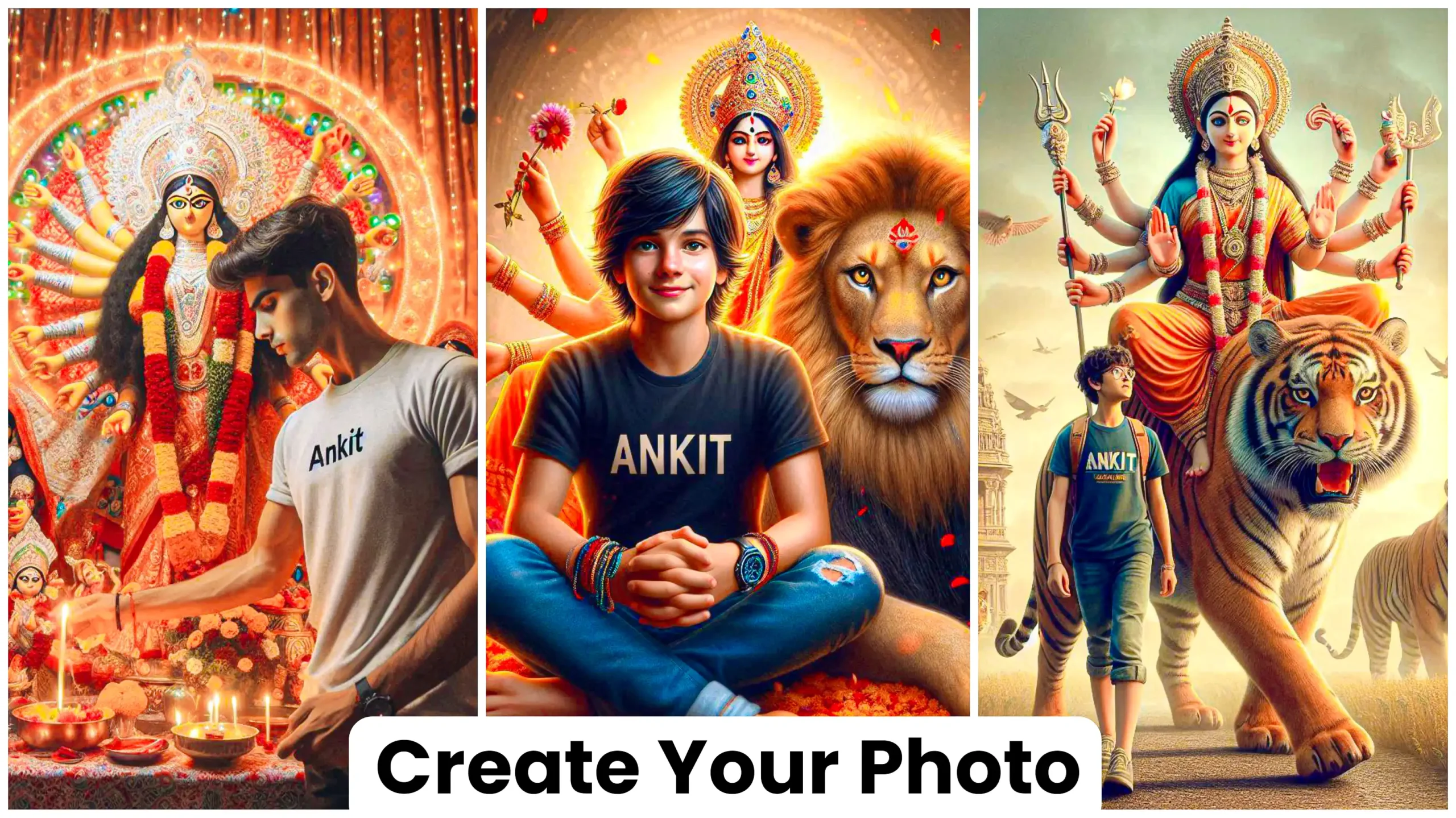 Navratri Durga Puja Name photo Editing